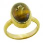 hunky Tiger Eye Gold Plated Brown Ring Designer L-1in US 5,6,7,8