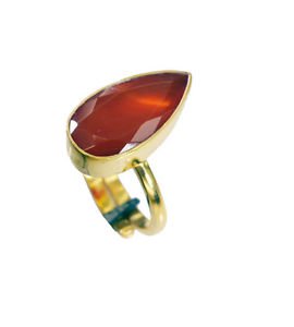 nubile Red onyx Copper Red Ring Designer L-1in US 5,6,7,8