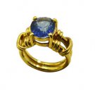 knockout Blue Saphire CZ Copper Blue Ring gemstone L-1in US 5,6,7,8