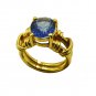 knockout Blue Saphire CZ Copper Blue Ring gemstone L-1in US 5,6,7,8