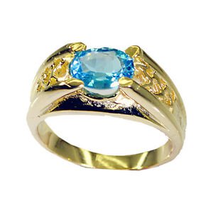 handsome Blue Topaz CZ Copper Blue Ring jaipur L-1in US 5,6,7,8