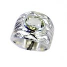 resplendent Green Amethyst Silver Green Ring gemstone L-1in US 5,6,7,8