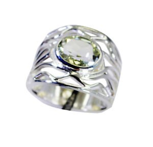 resplendent Green Amethyst Silver Green Ring gemstone L-1in US 5,6,7,8