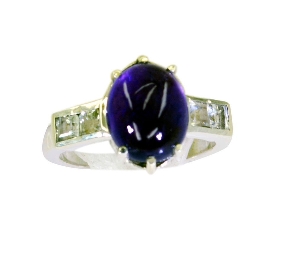 fine Amethyst Silver Purple Ring gemstone L-1in US 5,6,7,8