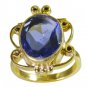 cunning Blue Sapphire CZ  Gold Plated Blue Ring indian L-1in US 5,6,7,8