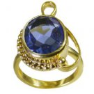 good Blue Sapphire CZ  Gold Plated Blue Ring wholesales L-1in US 5,6,7,8
