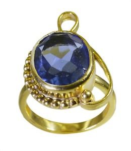 good Blue Sapphire CZ  Gold Plated Blue Ring wholesales L-1in US 5,6,7,8