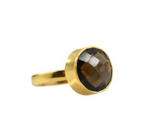 eye-catching Smoky Quartz Copper Brown Ring wholesale L-1in US 5,6,7,8