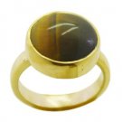 resplendent Tiger Eye Gold Plated Brown Ring gemstones L-1in US 5,6,7,8