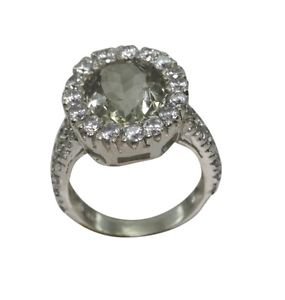 pleasant green Amethyst 925 Sterling Silver Green Ring handcrafted L-1in US 5,6,