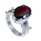 well-formed Garnet Silver Red Ring handcrafted L-1in US 5,6,7,8