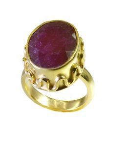 comely Indian Ruby Gold Plated Red Ring supplies L-1in US 5,6,7,8