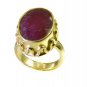 comely Indian Ruby Gold Plated Red Ring supplies L-1in US 5,6,7,8