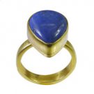 divine Lapis Lazuli Gold Plated Blue Ring handmade  L-1in US 5,6,7,8