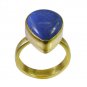 divine Lapis Lazuli Gold Plated Blue Ring handmade  L-1in US 5,6,7,8