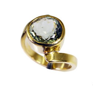mesmeric Green Amethyst Copper Green Ring gemstones L-1in US 5,6,7,8