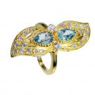 nubile Blue Topaz CZ Copper Blue Ring gemstone L-1in US 5,6,7,8