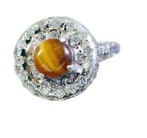 fascinating Tiger Eye Silver Brown Ring supplies L-1in US 5,6,7,8