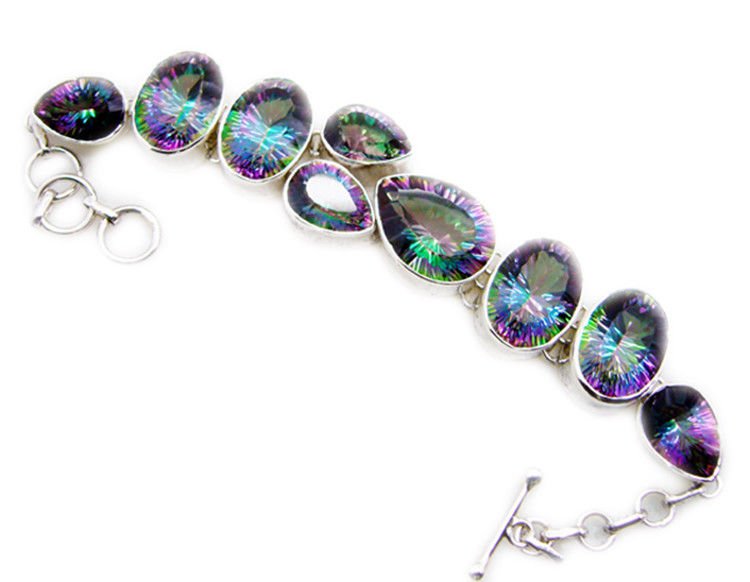 classy Mystic Quartz 925 Sterling Silver Multi Bracelet genuine suppiler US
