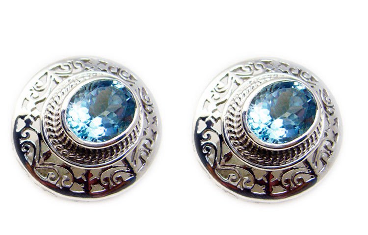 delicate Blue Topaz 925 Sterling Silver Blue Earring genuine freely US