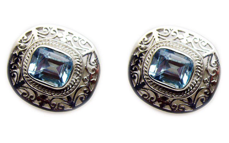 elegant Blue Topaz 925 Sterling Silver Blue Earring Natural usual US