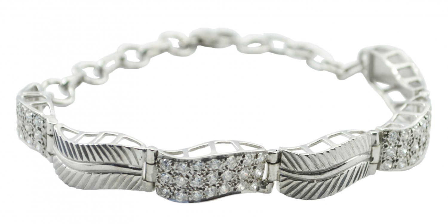 attractive White CZ 925 Sterling Silver White Bracelet genuine supply US