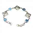 exquisite Blue Topaz Solid Sterling Silver Blue Bracelet Natural casually US