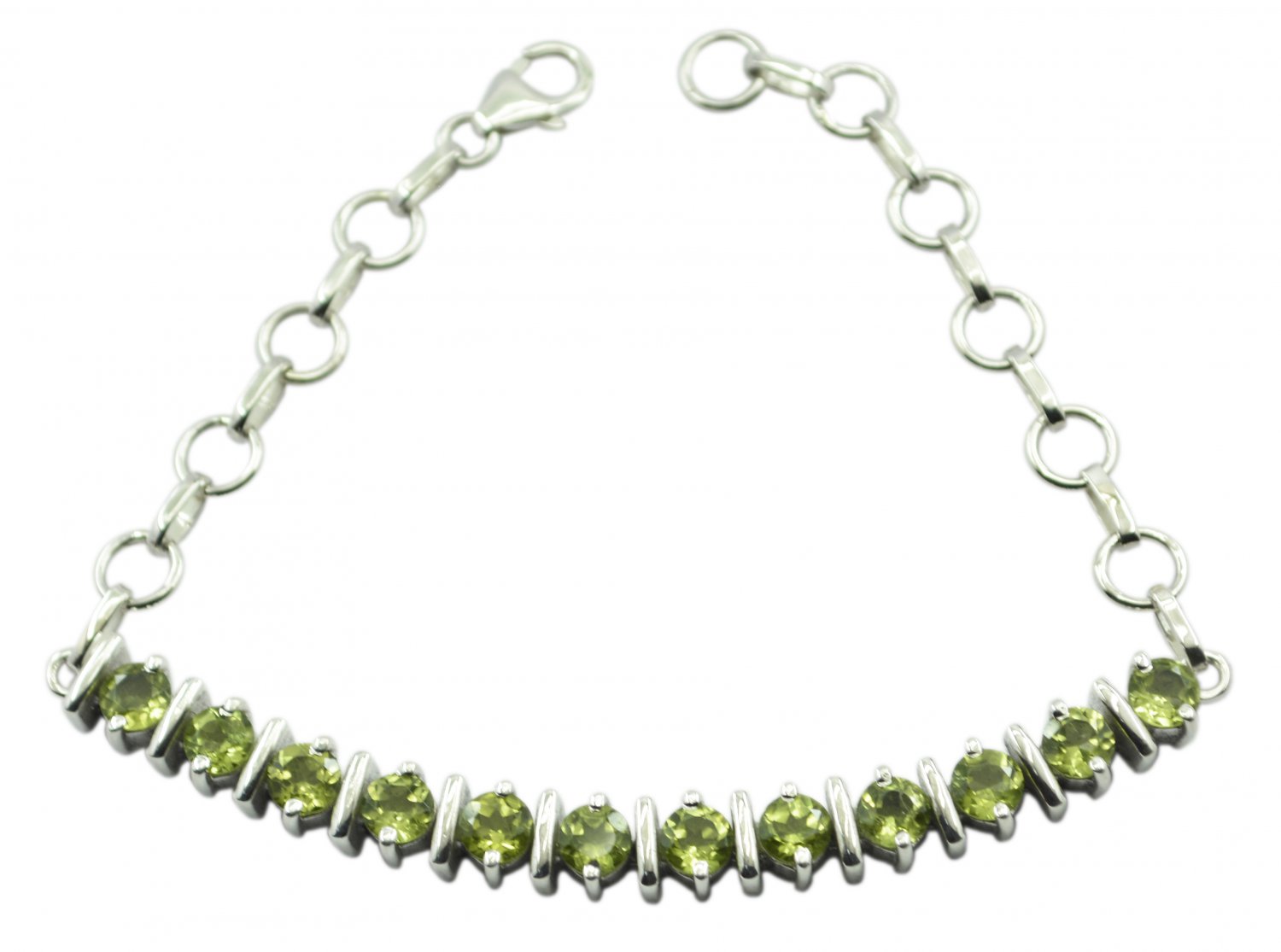 charming Peridot 925 Sterling Silver Green Bracelet Natural suppiler US
