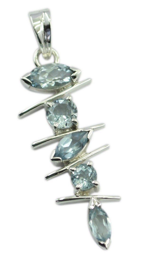 delicate Blue Topaz 925 Sterling Silver Blue Pendant genuine generally US