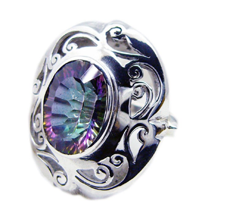 attractive Mystic Quartz 925 Sterling Silver Multi Ring Natural Designer US