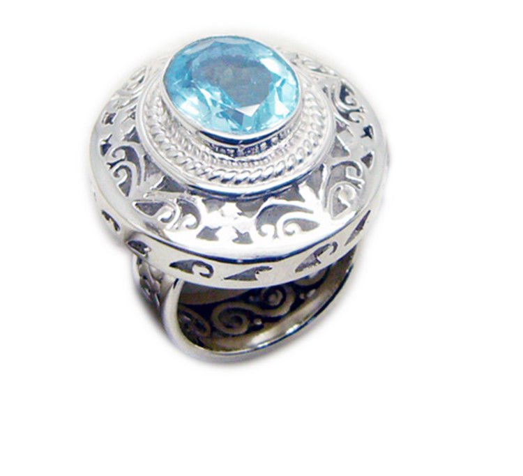 charming Blue Topaz 925 Sterling Silver Blue Ring genuine jaipur US