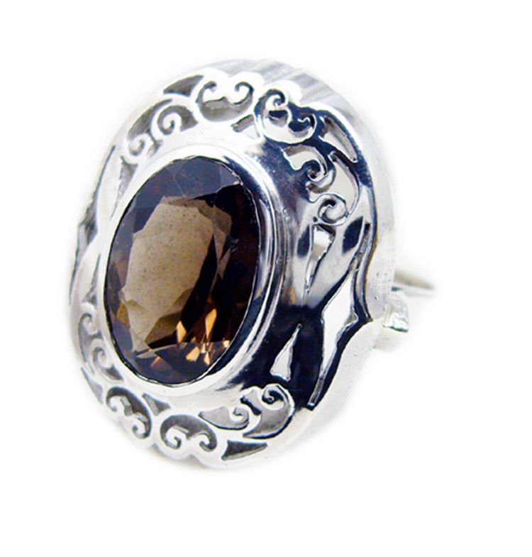 fine Smoky Quartz 925 Sterling Silver Brown Ring genuine jewellery US
