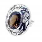 fine Smoky Quartz 925 Sterling Silver Brown Ring genuine jewellery US