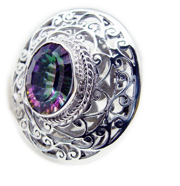 fair Mystic Quartz 925 Sterling Silver Multi Ring genuine jewelry US