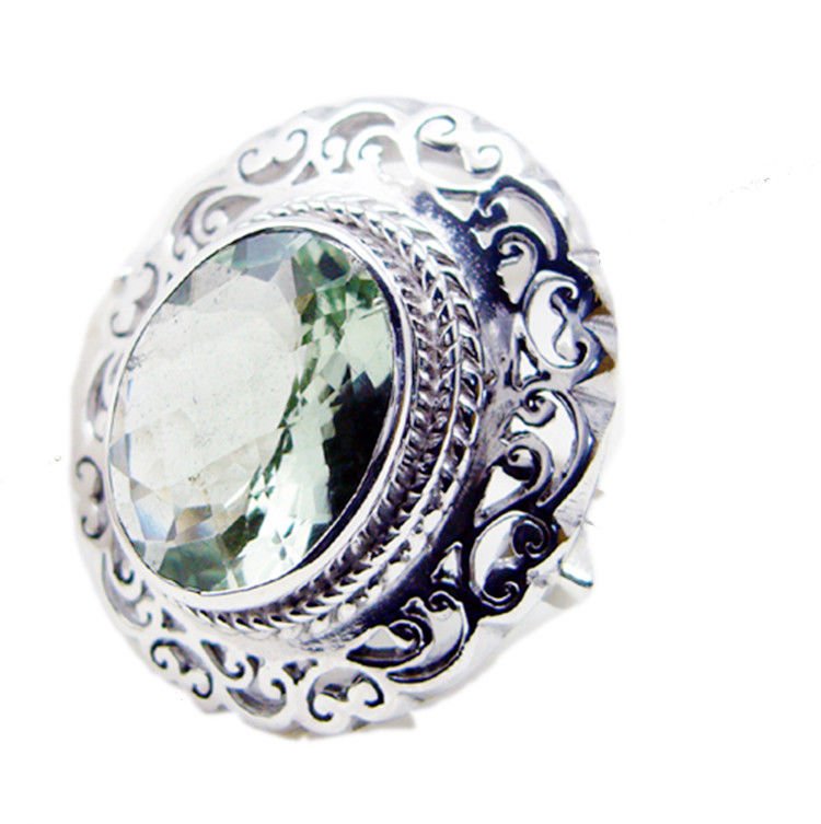 fine Green Amethyst 925 Sterling Silver Green Ring genuine ordinary US