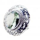 fine Green Amethyst 925 Sterling Silver Green Ring genuine ordinary US