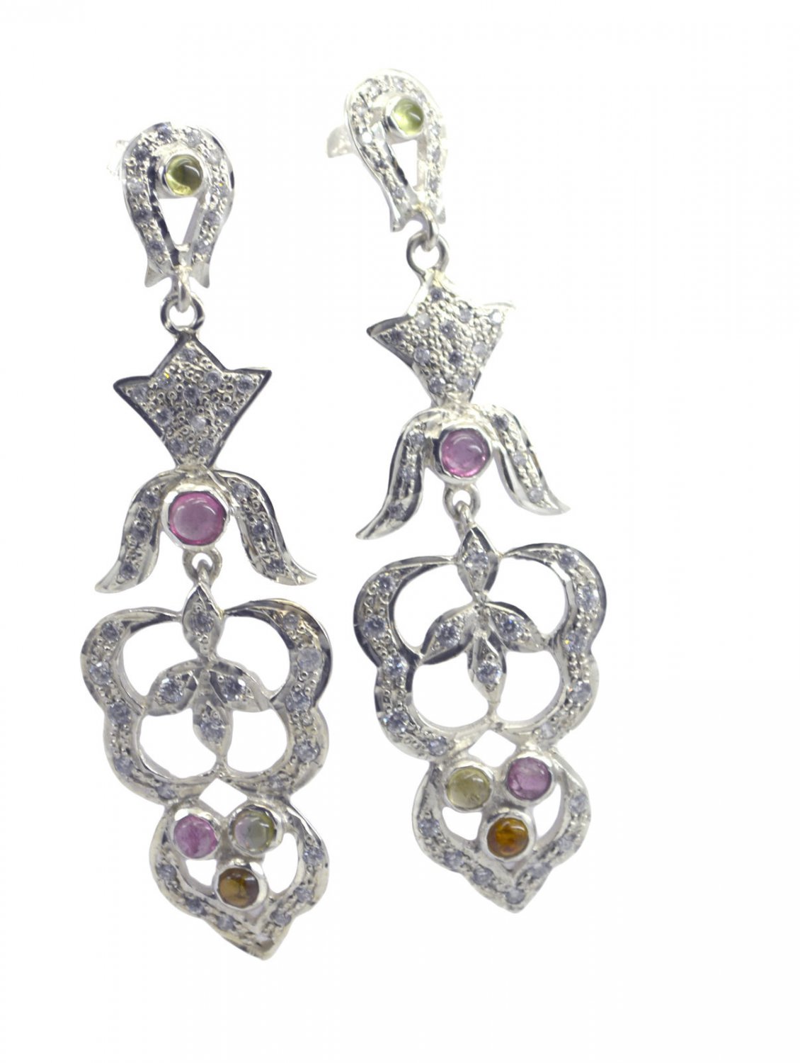 bewitching Tourmaline 925 Sterling Silver Multi Earring Natural jaipur US