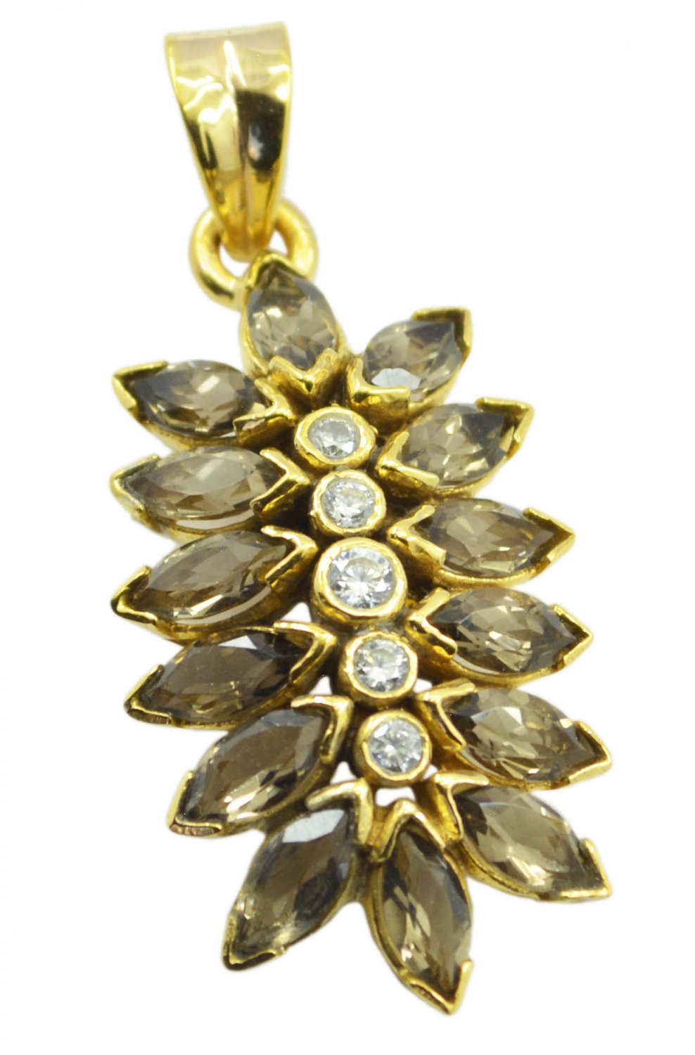 splendid Smoky Quartz Gold Plated Brown Pendant Fashion supplies US