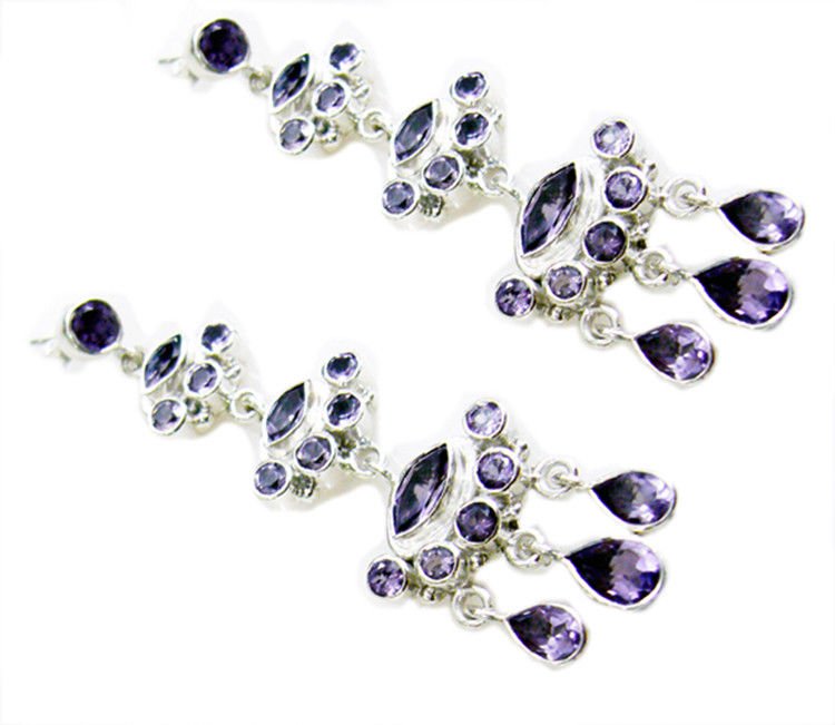 handsome Amethyst 925 Sterling Silver Purple Earring Natural jewelry US