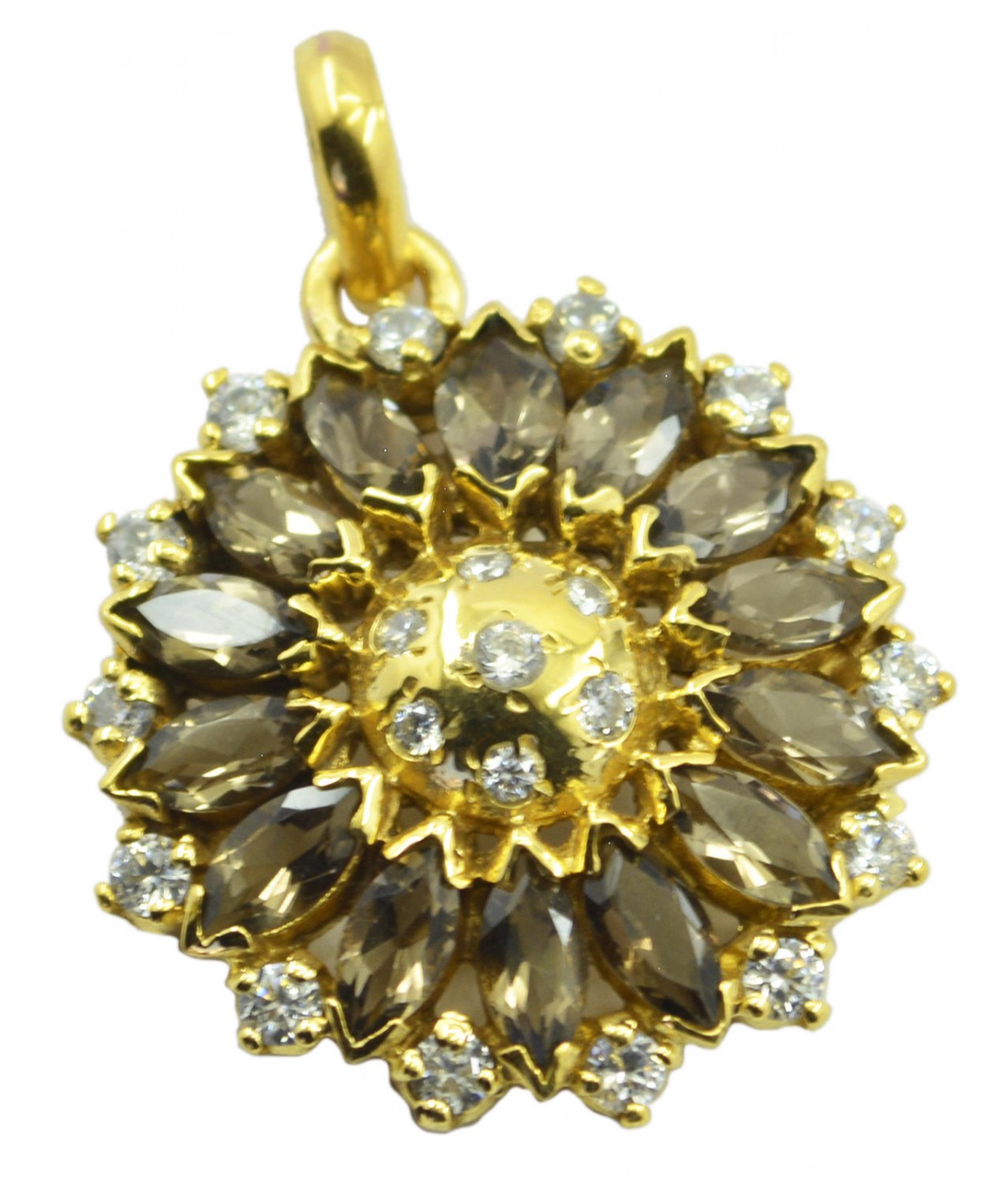 exquisite Smoky Quartz Gold Plated Brown Pendant Glass supply US