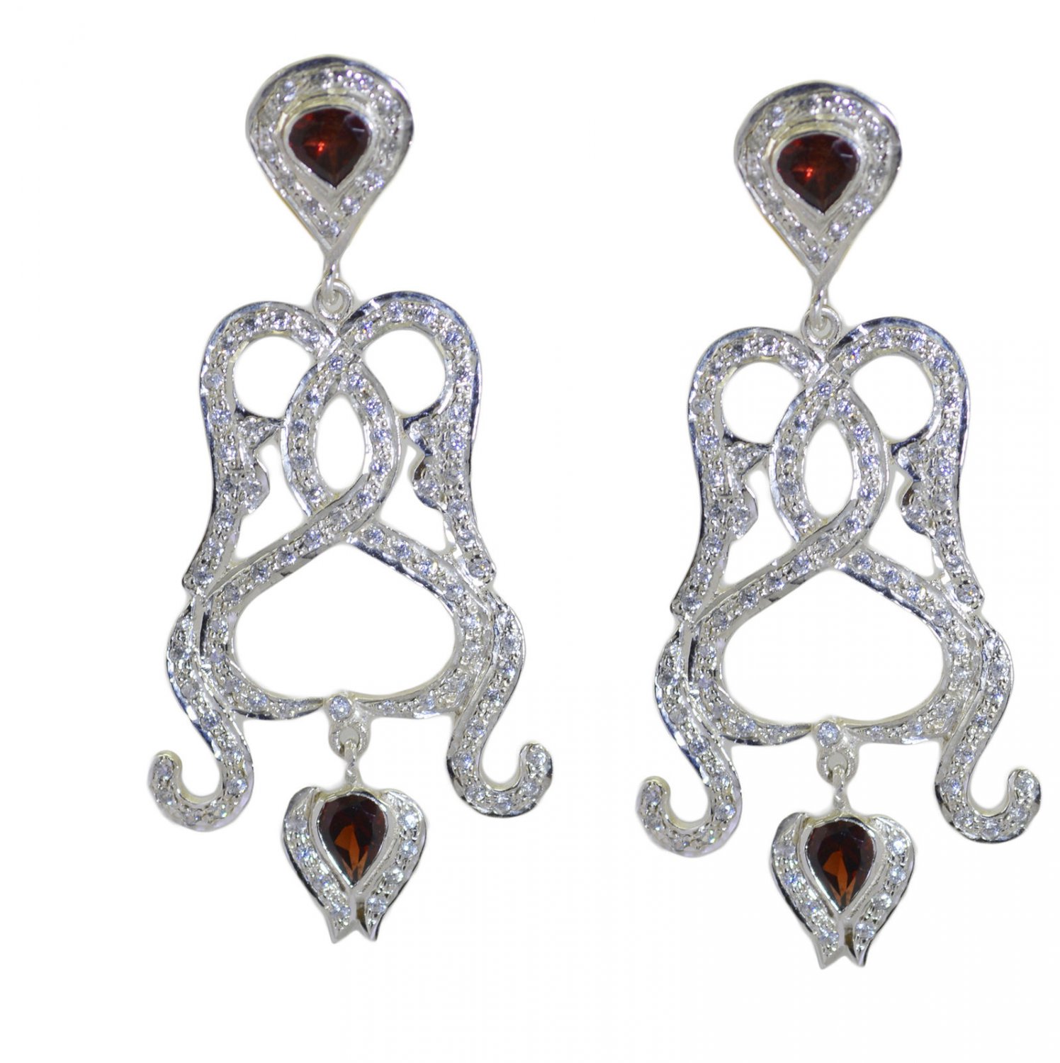 splendiferous Garnet 925 Solid Sterling Silver Red Earring Natural normaly US