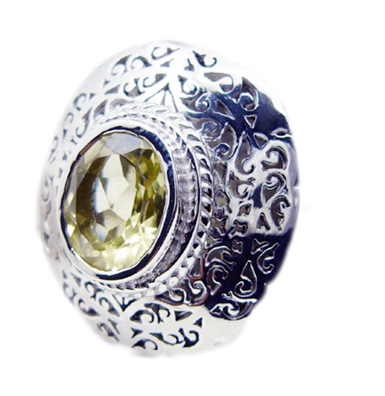 splendiferous Lemon Quartz 925 Sterling Silver Yellow Ring genuine india US