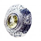 splendiferous Lemon Quartz 925 Sterling Silver Yellow Ring genuine india US