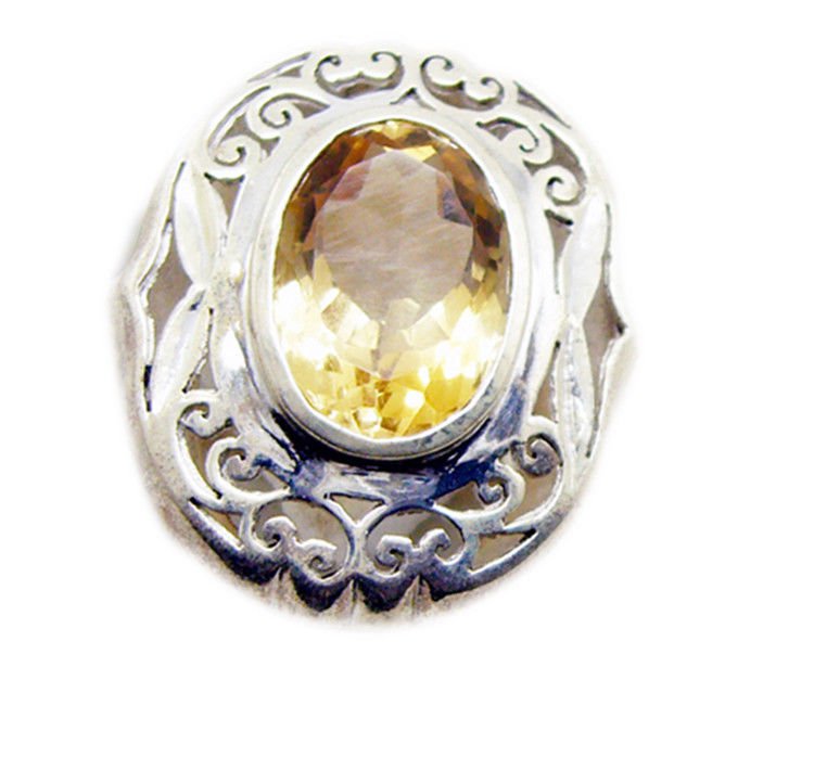 elegant Citrine 925 Sterling Silver Yellow Ring genuine jewelry US
