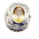 elegant Citrine 925 Sterling Silver Yellow Ring genuine jewelry US