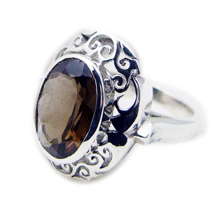 ideal Smoky Quartz 925 Sterling Silver Brown Ring genuine gemstone US