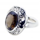 ideal Smoky Quartz 925 Sterling Silver Brown Ring genuine gemstone US