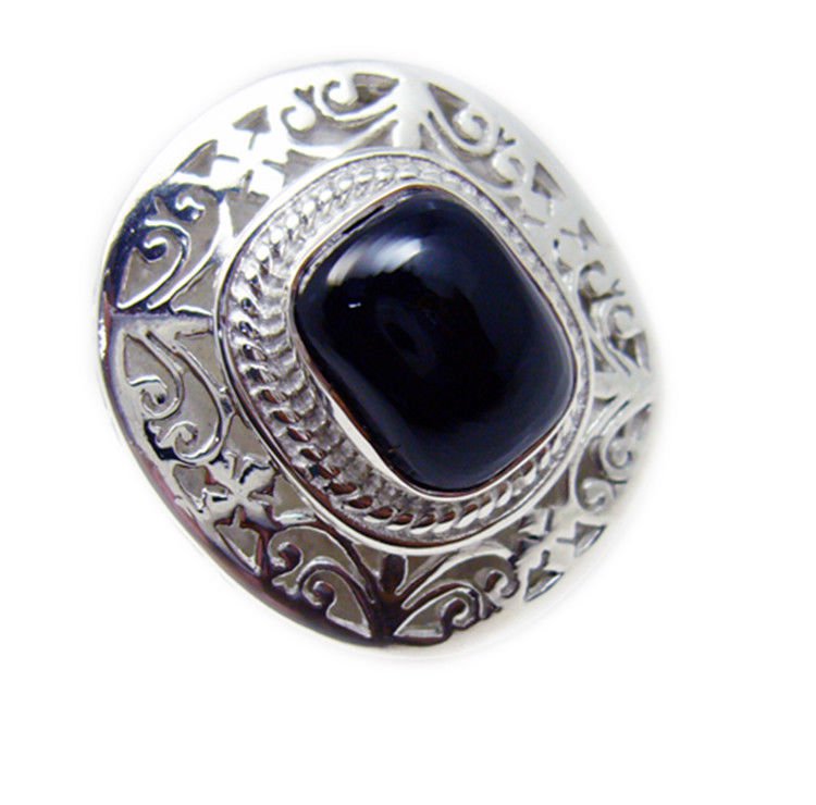 fine-looking Black Onyx 925 Sterling Silver Black Ring Natural Designer US
