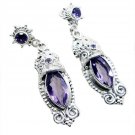 exquisite Amethyst 925 Sterling Silver Purple Earring genuine Designer US