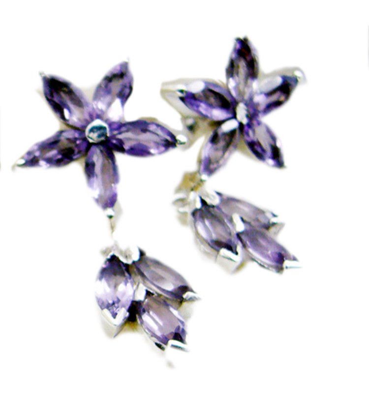 attractive Amethyst 925 Sterling Silver Purple Earring Natural supply US